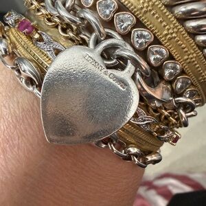 Tiffany & Co. .925 Silver Heart Tag Charm Bracelet